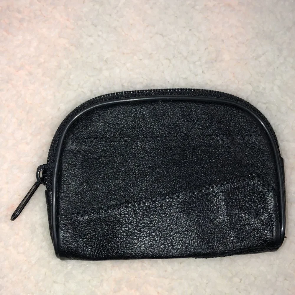Patch Black Faux Leather Small Zip Wallet